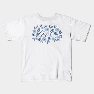 Love and flowers - grey Kids T-Shirt